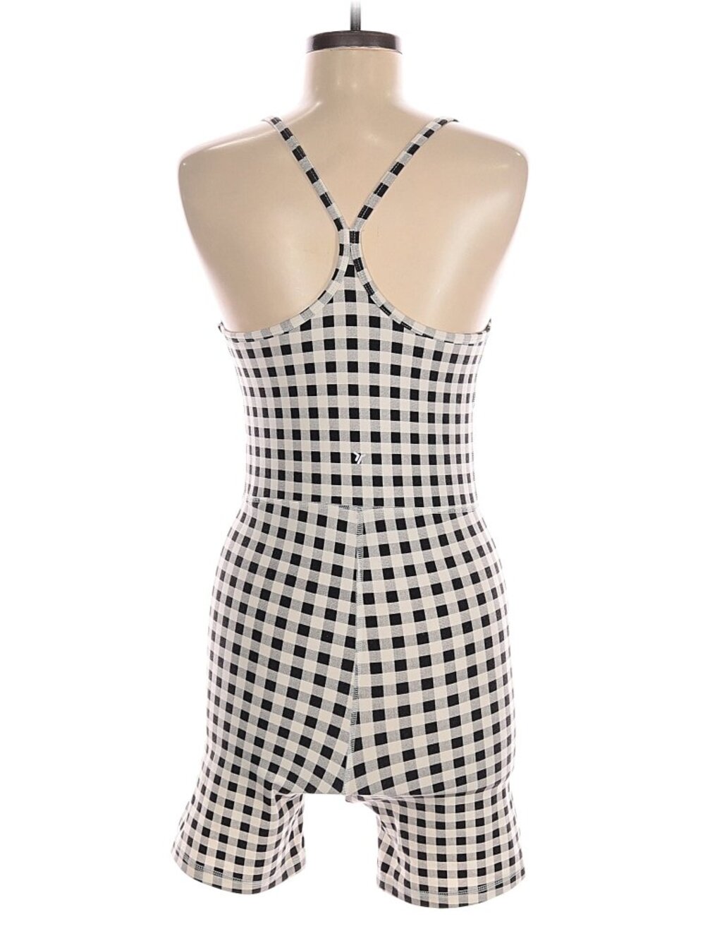 Old Navy Active Powerchill Racerback Checkered Romper in Black/White Plaid Check - Picture 3 of 10